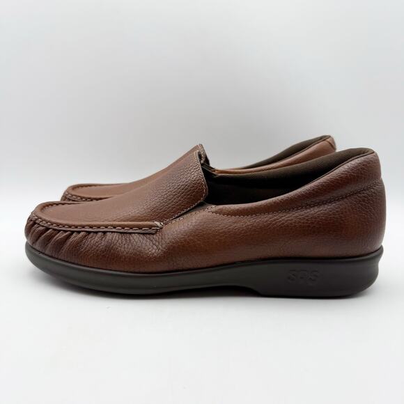 SAS Womens Twin Slip On Walking Shoe US 10.5 Narrow EU 41 Brown Leather NIB - Picture 9 of 13